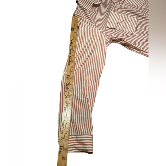 🌺Express Lg Classic Safari Style Pinstriped Blouse - Picture 8 of 17